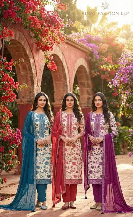 624 Colours By Vinay Viscose Machlin Jacquard Online Dress Material Wholesale